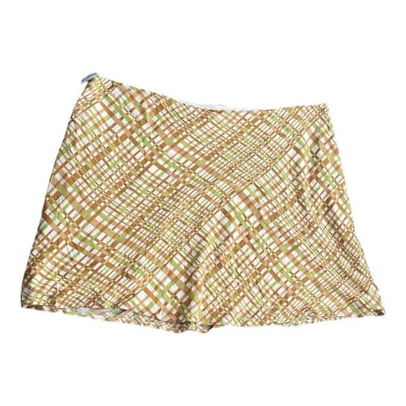 BP Happy Plaid Ivory Tan Skirt Size 4X Ivory Tan and Green‎ - Picture 1 of 7